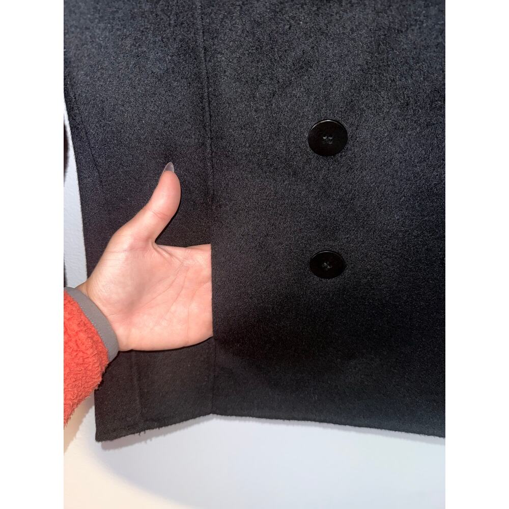 TALBOTS black wool blend double breasted 3/4 sleeve blazer jacket petite - Picture 10 of 10